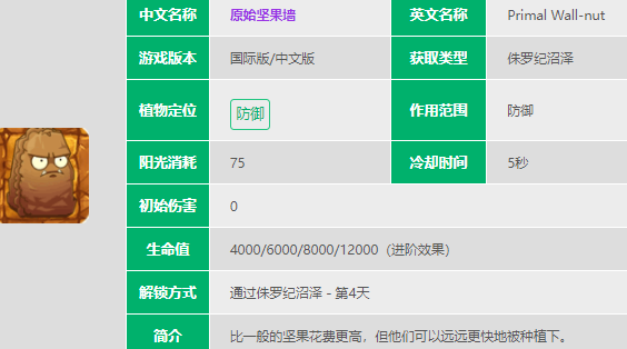 《植物大战僵尸2》原始坚果墙介绍